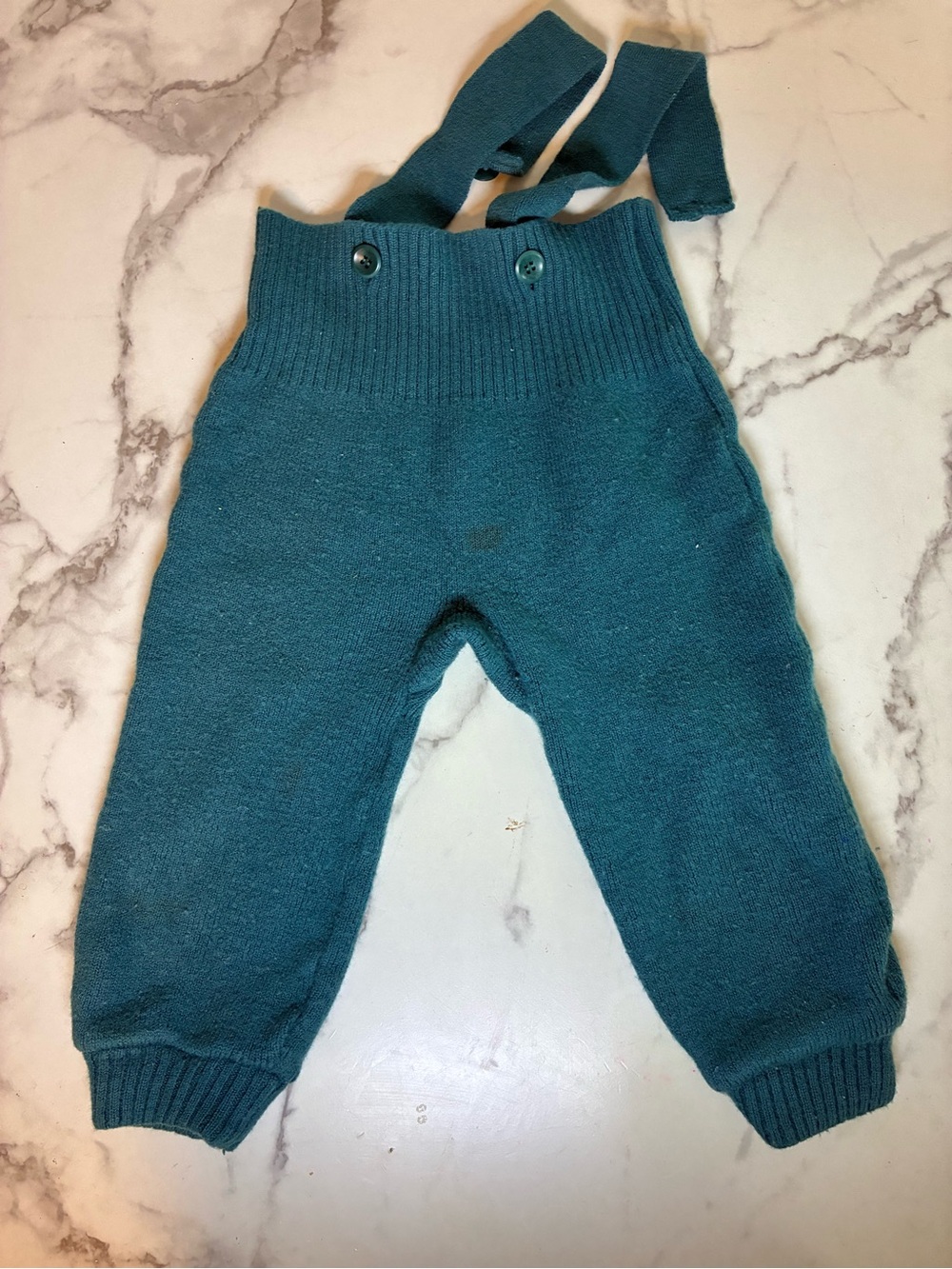 Kids Teal Wool Overalls with Adjustable Straps